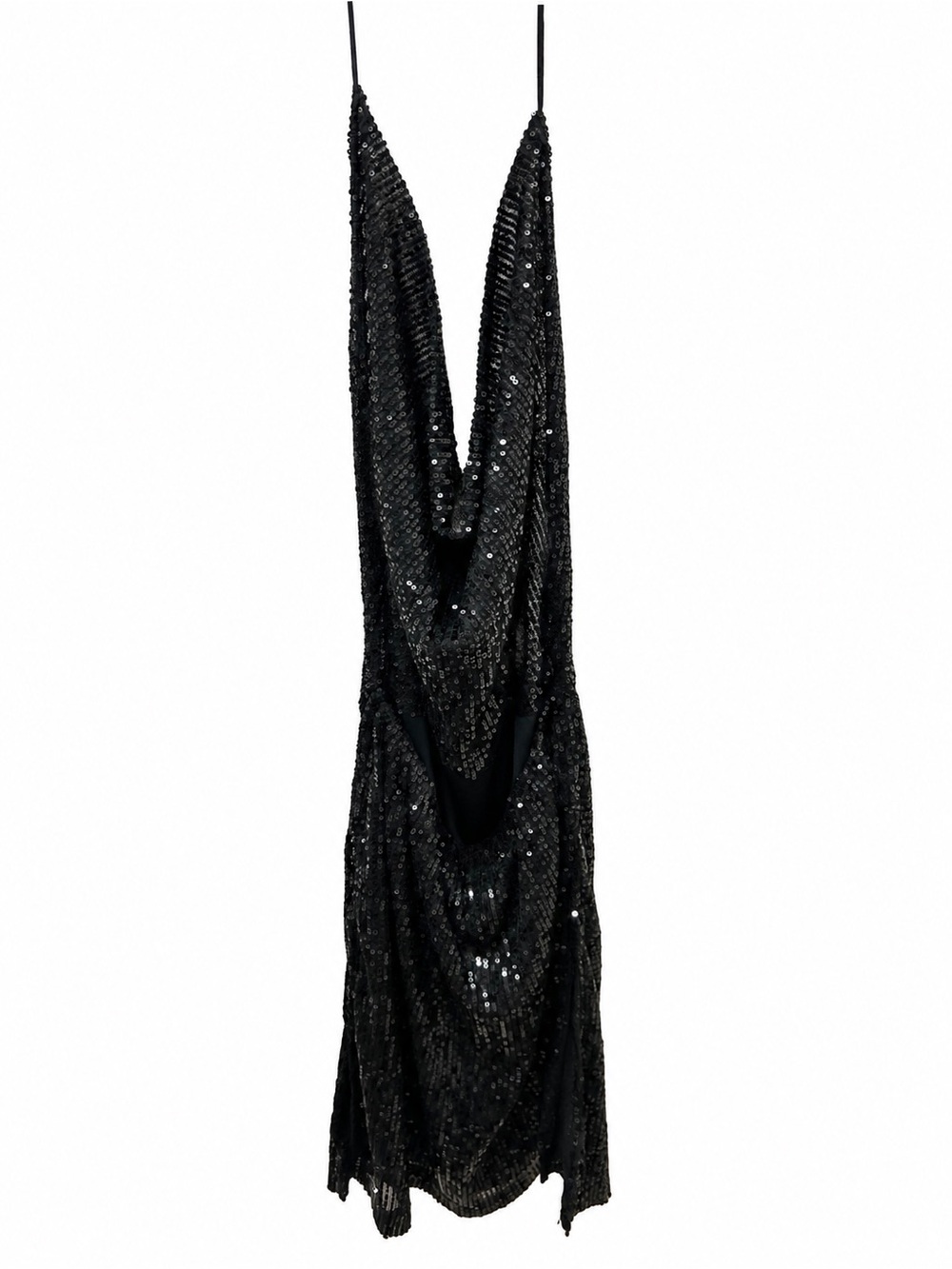 Fashion Nova XL Black Sequin Backless Halter Dress